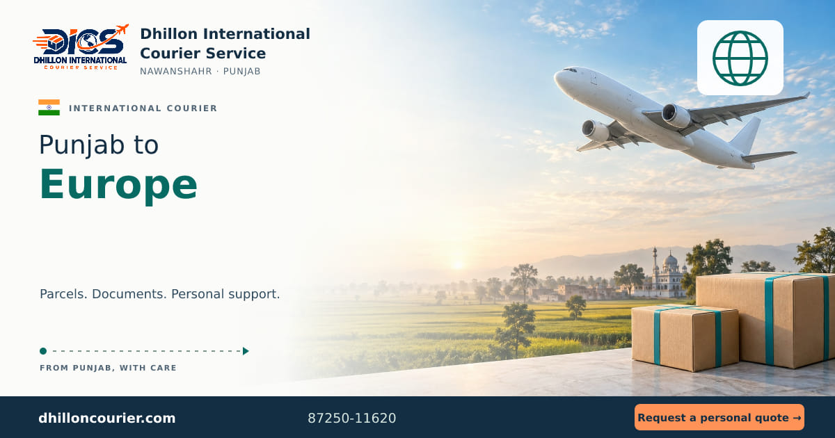 Punjab to Europe: international courier artwork, aircraft and parcels