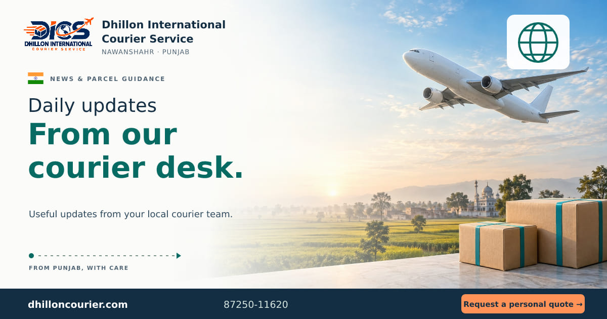 Dhillon Courier updates from Nawanshahr, with aircraft and parcels